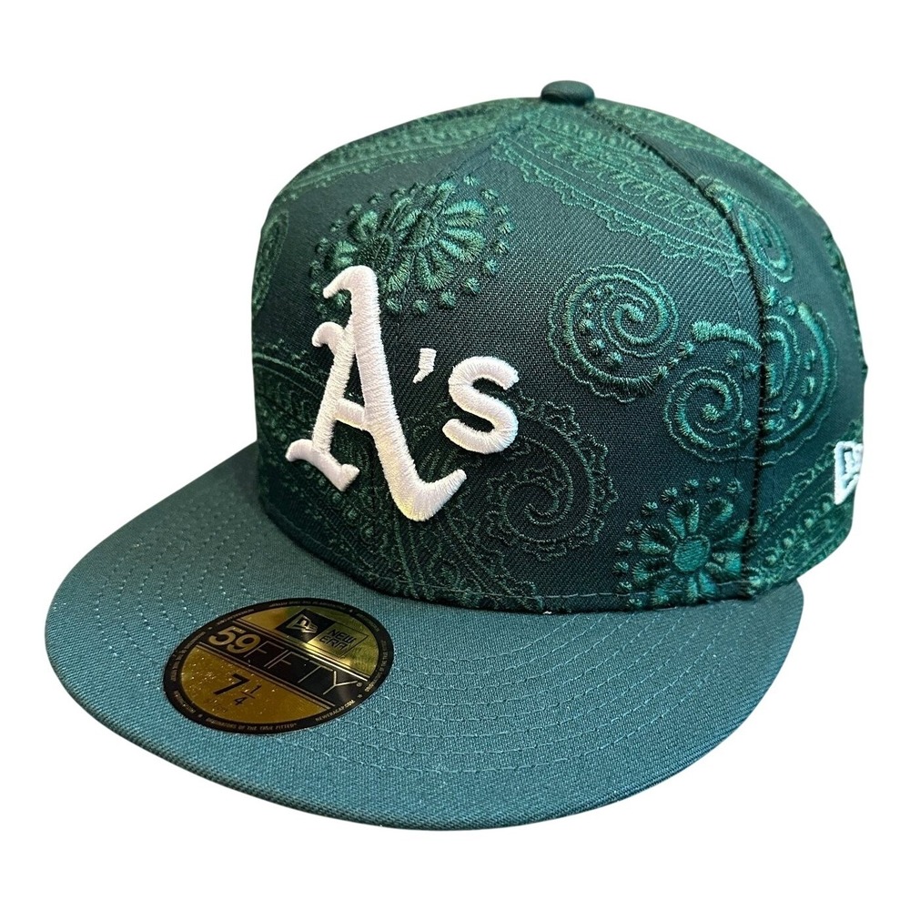 Oakland Athletics New Era 59FIFTY Hat Paisley Swirl Green 7 1/4 New